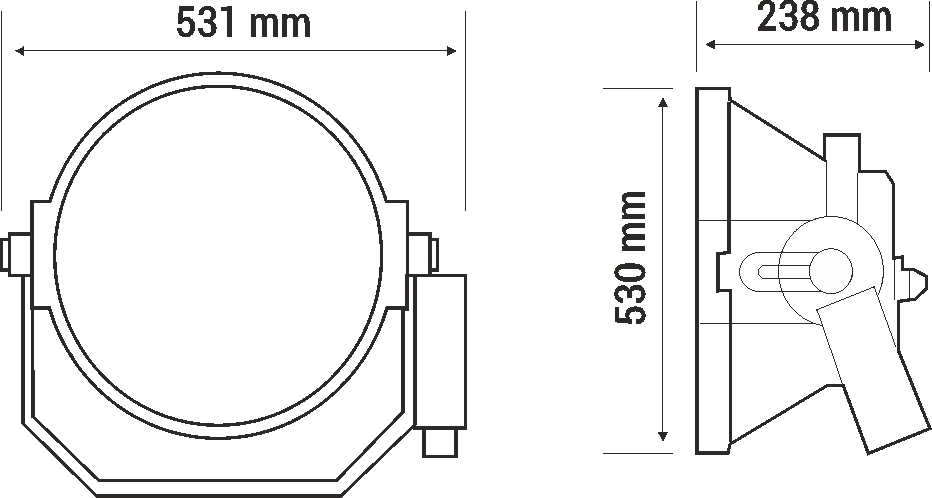 Lubın 2000 W Oval Projektörler teknik çizim ve özellik sembolleri 4