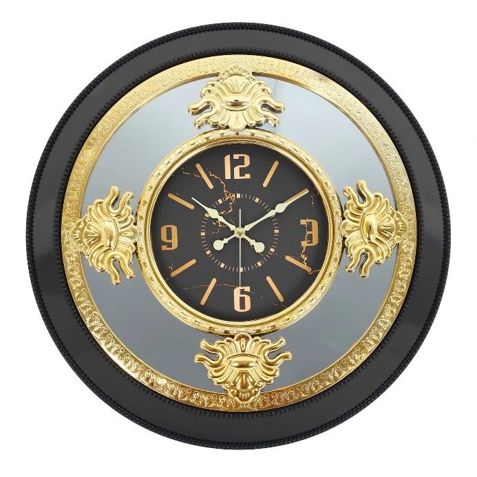 Toptan Revello 131M-SG Metalize Beyoğlu Siyah Gold Duvar Saati – 51 × 51 cm