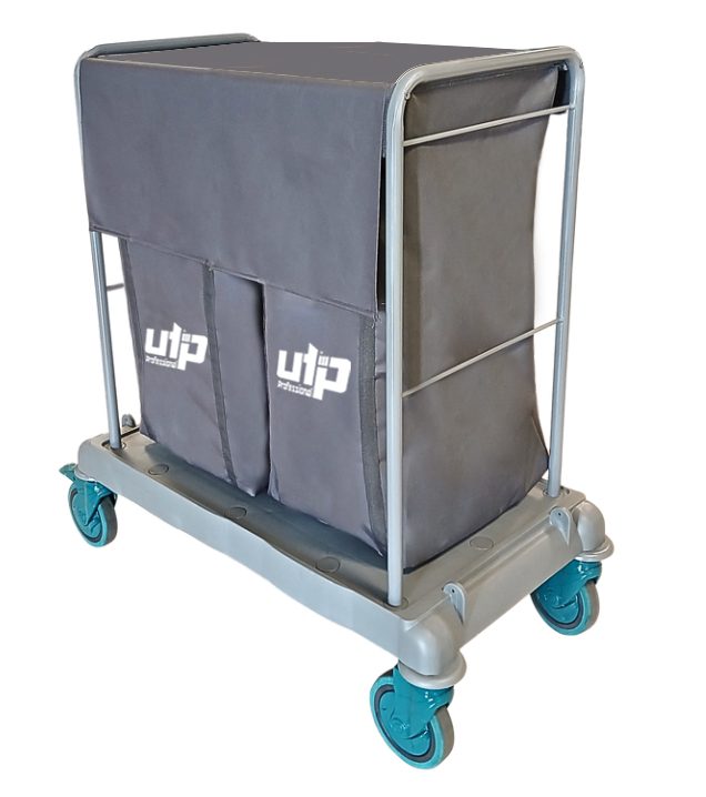 Toptan Çapraz Çöp & Çamaşır Toplama: Çöp Çamaşır Toplama Arabası 2x100Lt Kapaklı Branda Boyalı (CTK690B)