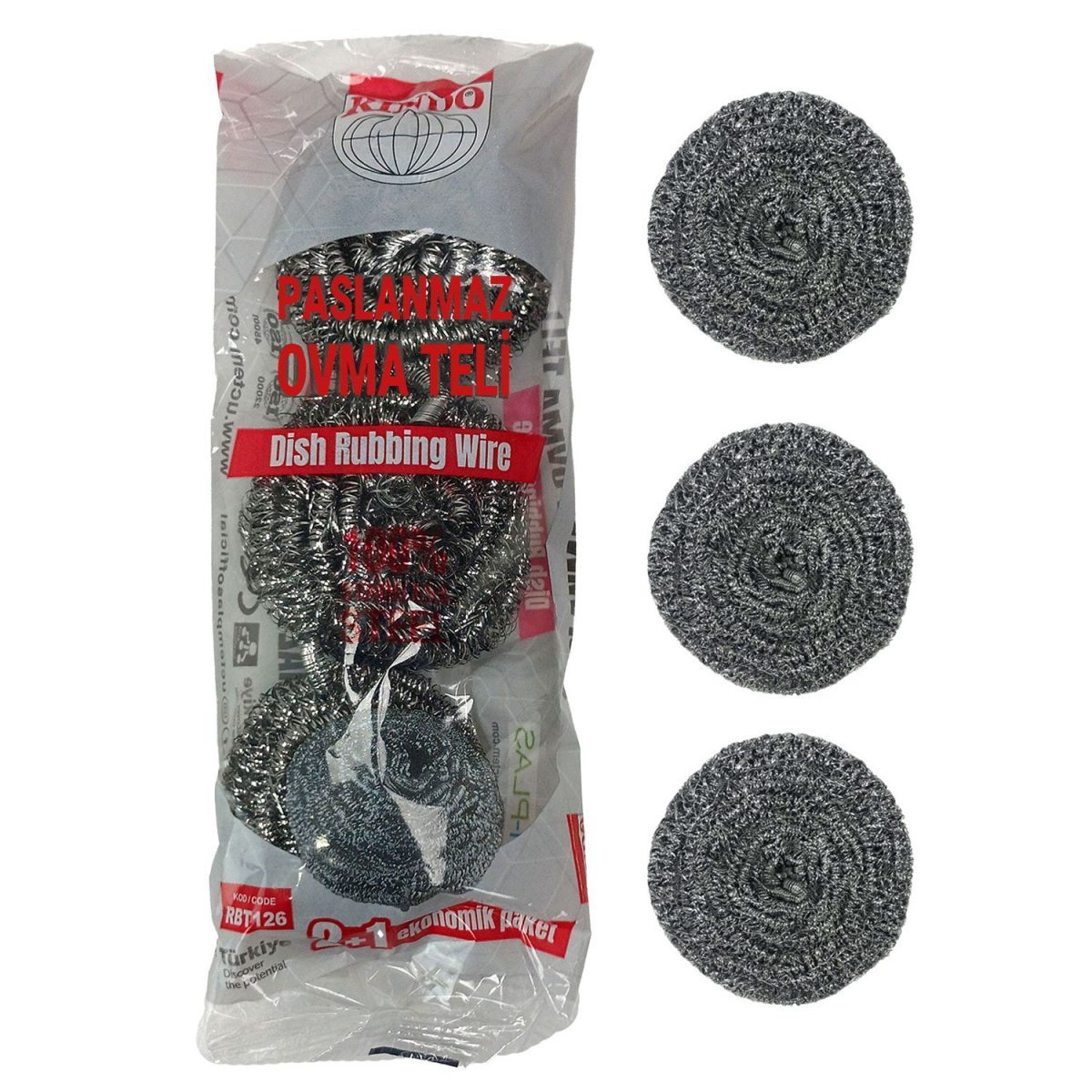 Toptan Top Teller: Rindo Bulaşık Ovma Teli 2+1 (RBT126)